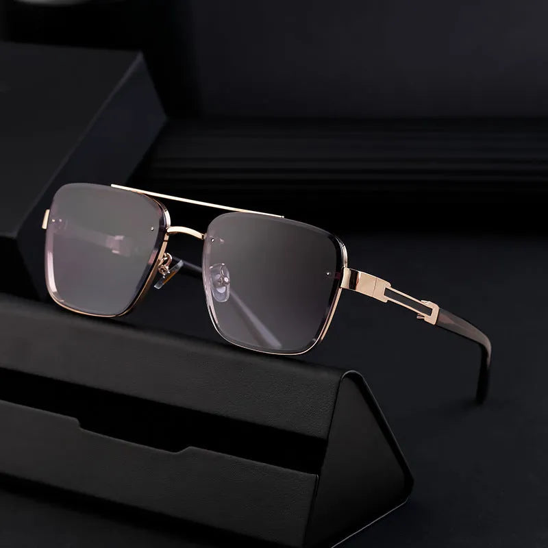 Men's vintage sunglasses with PC lenses in multiple colour options including gradient blue and gun gray gray green