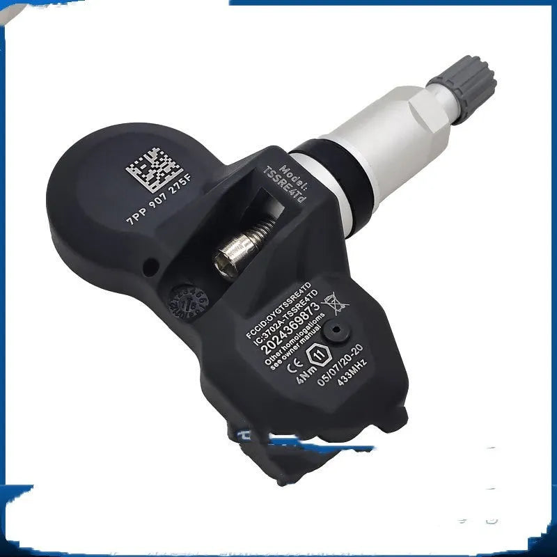 Black Audi car tyre pressure monitor sensor for TPMS replacement.