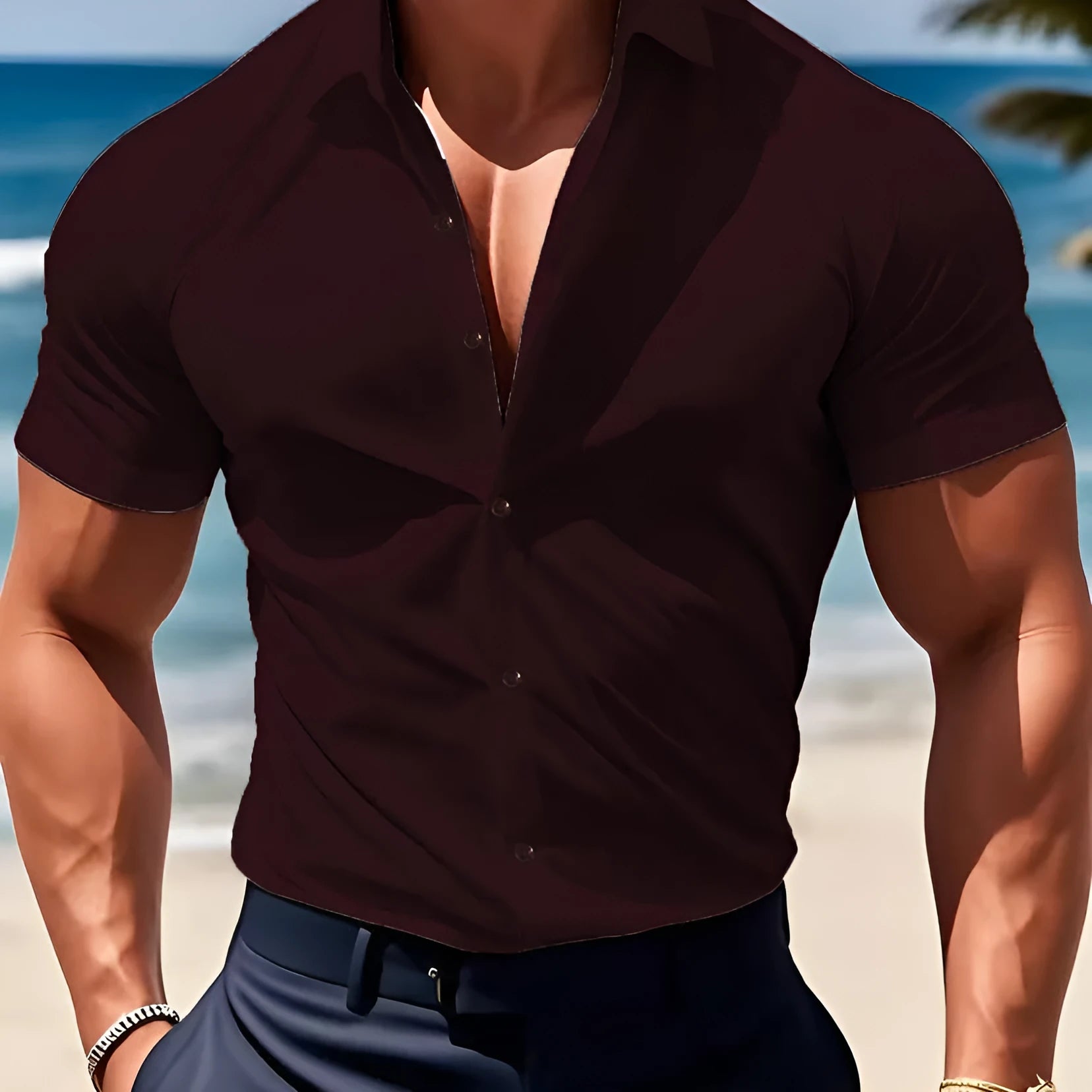 Men's printed short sleeve casual shirt in polyester fibre available in multiple colours and sizes