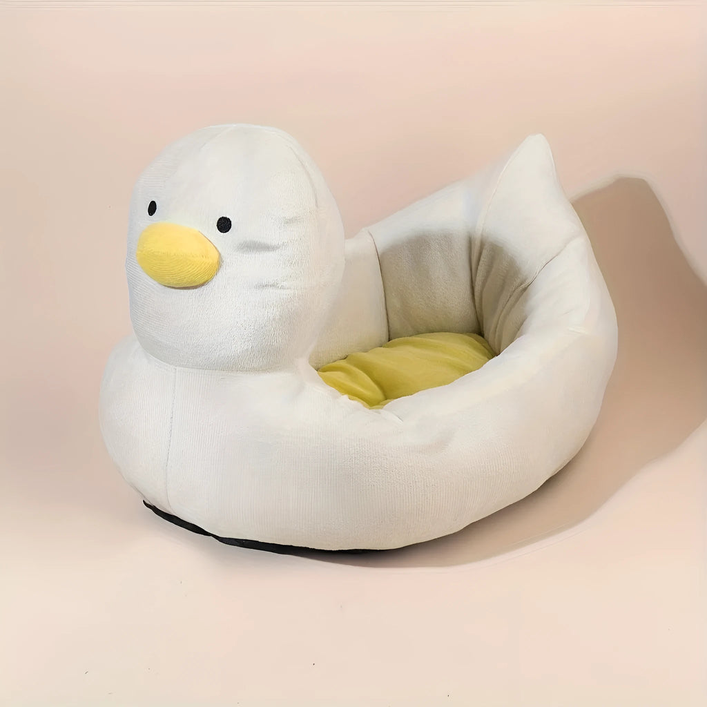 Duck shape fluffy pet bed sofa for small dogs and cats in blue or white colour