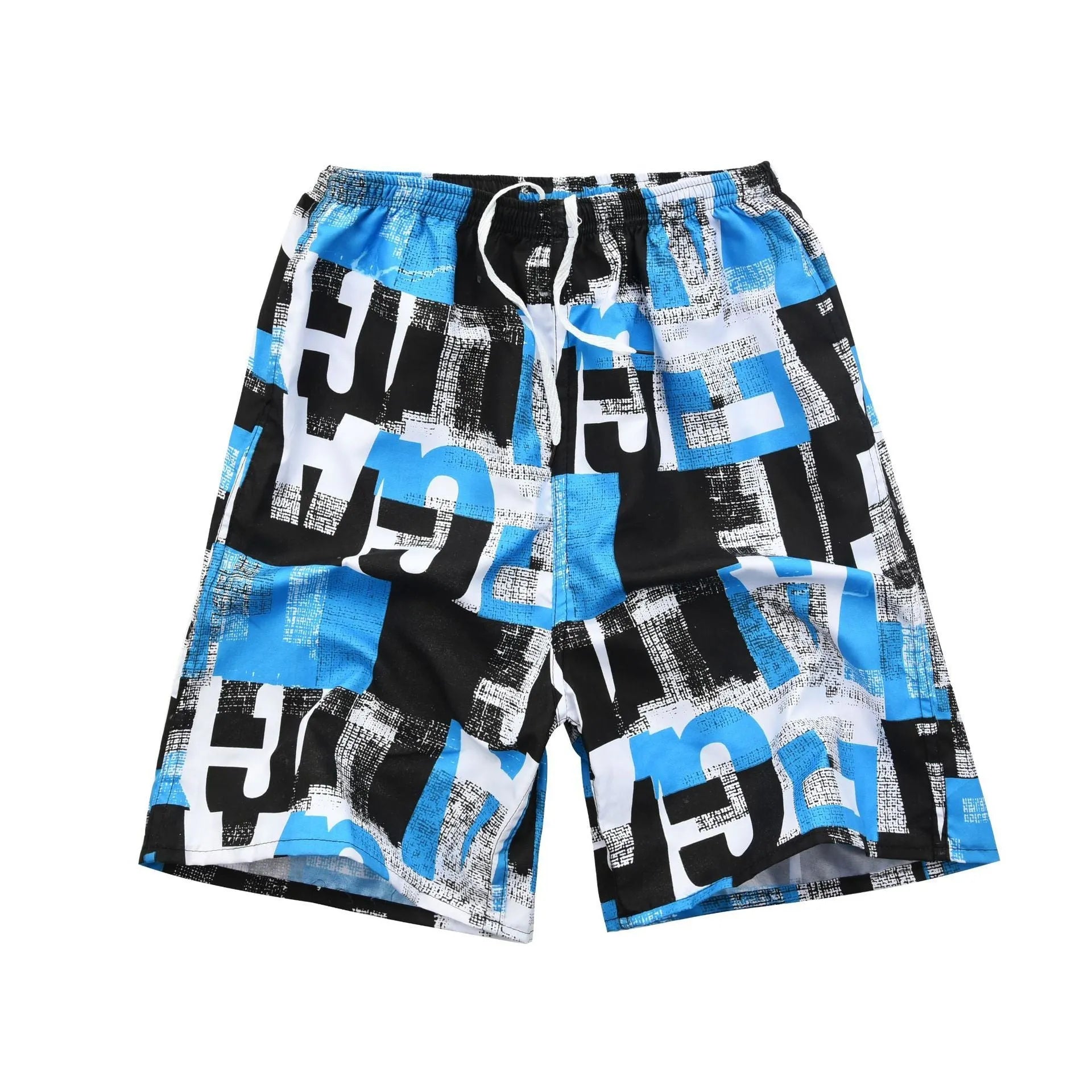 Men's floral printed five-point swimming trunks in free size made of polyester