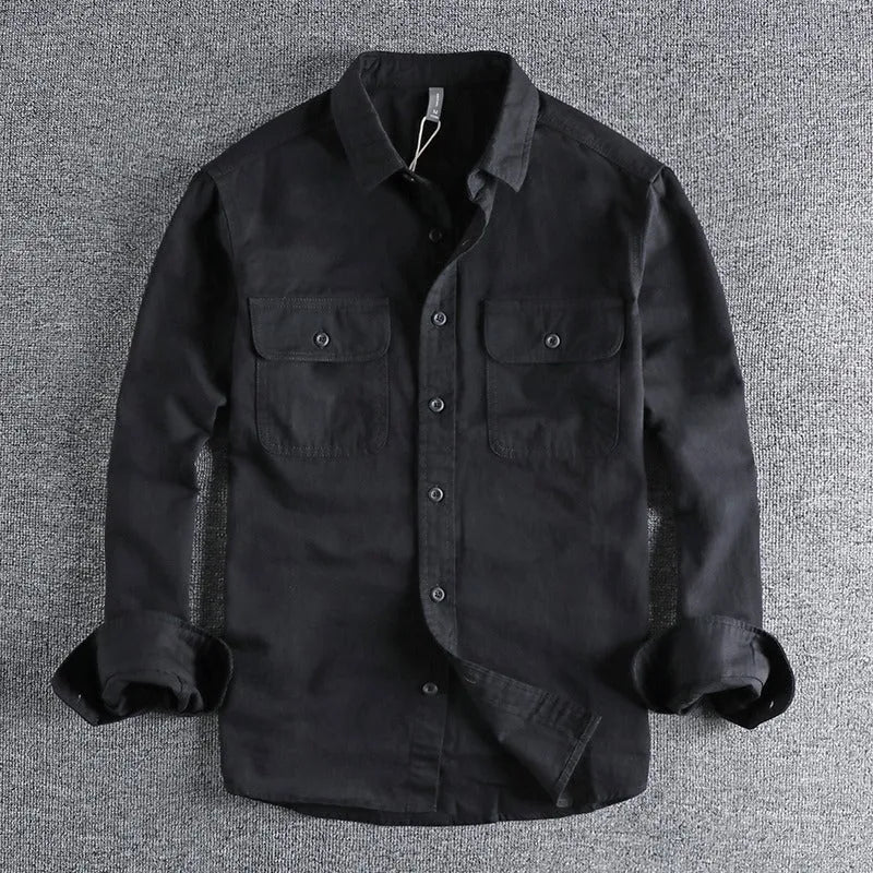 Men's loose fit long sleeve cardigan-style shirt in light grey, made from polyester fibre.