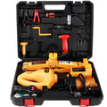 Yellow electric car jack set with 12V power cable and matching electric wrench
