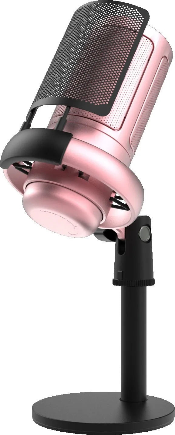 Condenser microphone with RGB lighting in black, white, or pink colours for live streaming