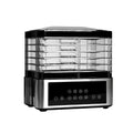 Silver stainless steel fruit dehydrator with 14L capacity and temperature control dial