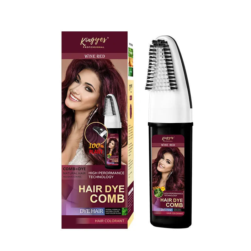 Three tubes of hair dye cream in brown, dark brown and wine red colours for at-home hair colouring