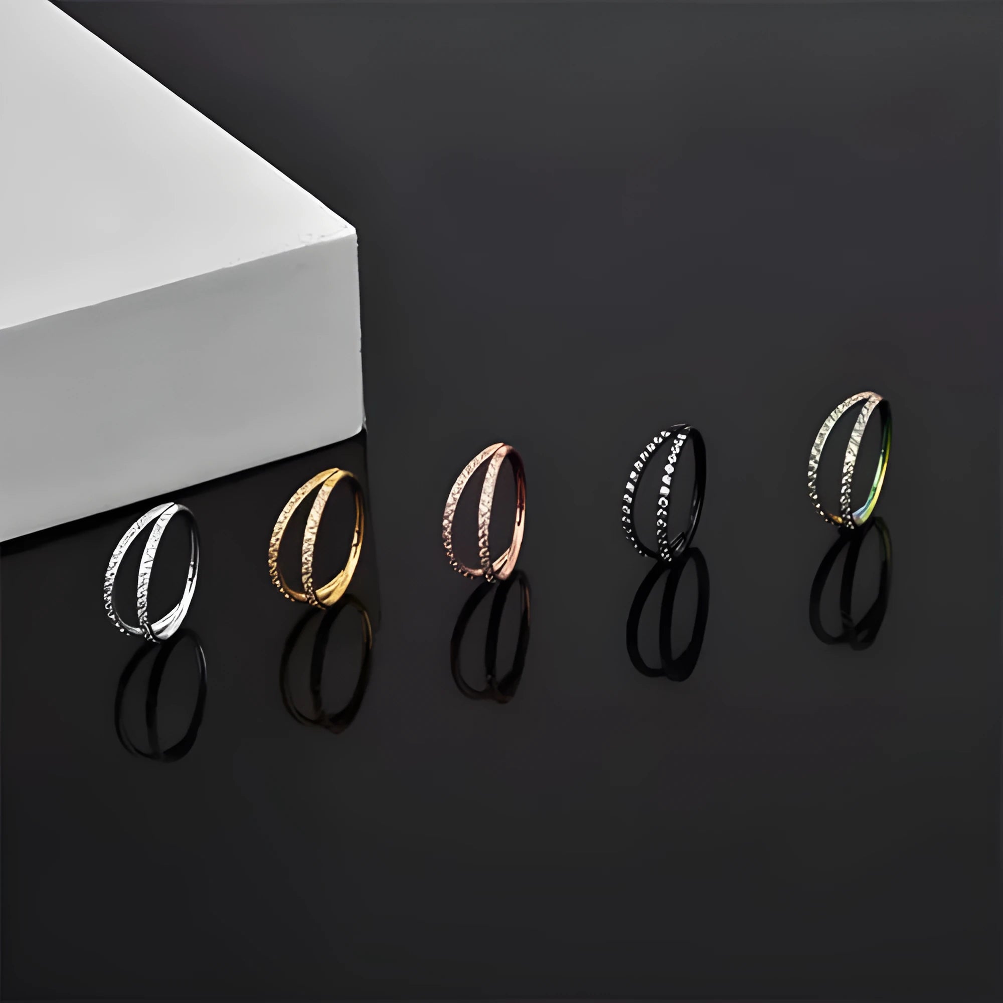 G23 titanium alloy nose ring with monoclinic diamond finish in gold or steel colour options