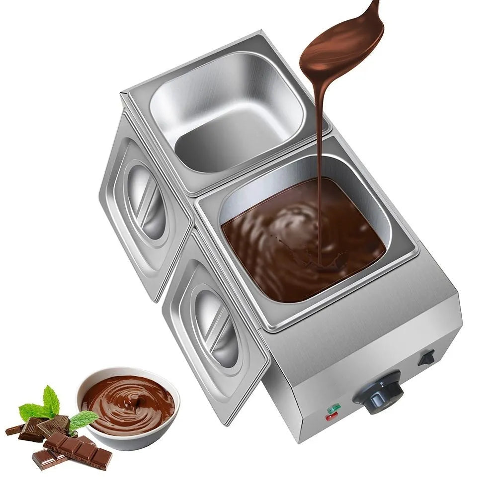 Commercial chocolate melting machine with double pot design and temperature control display