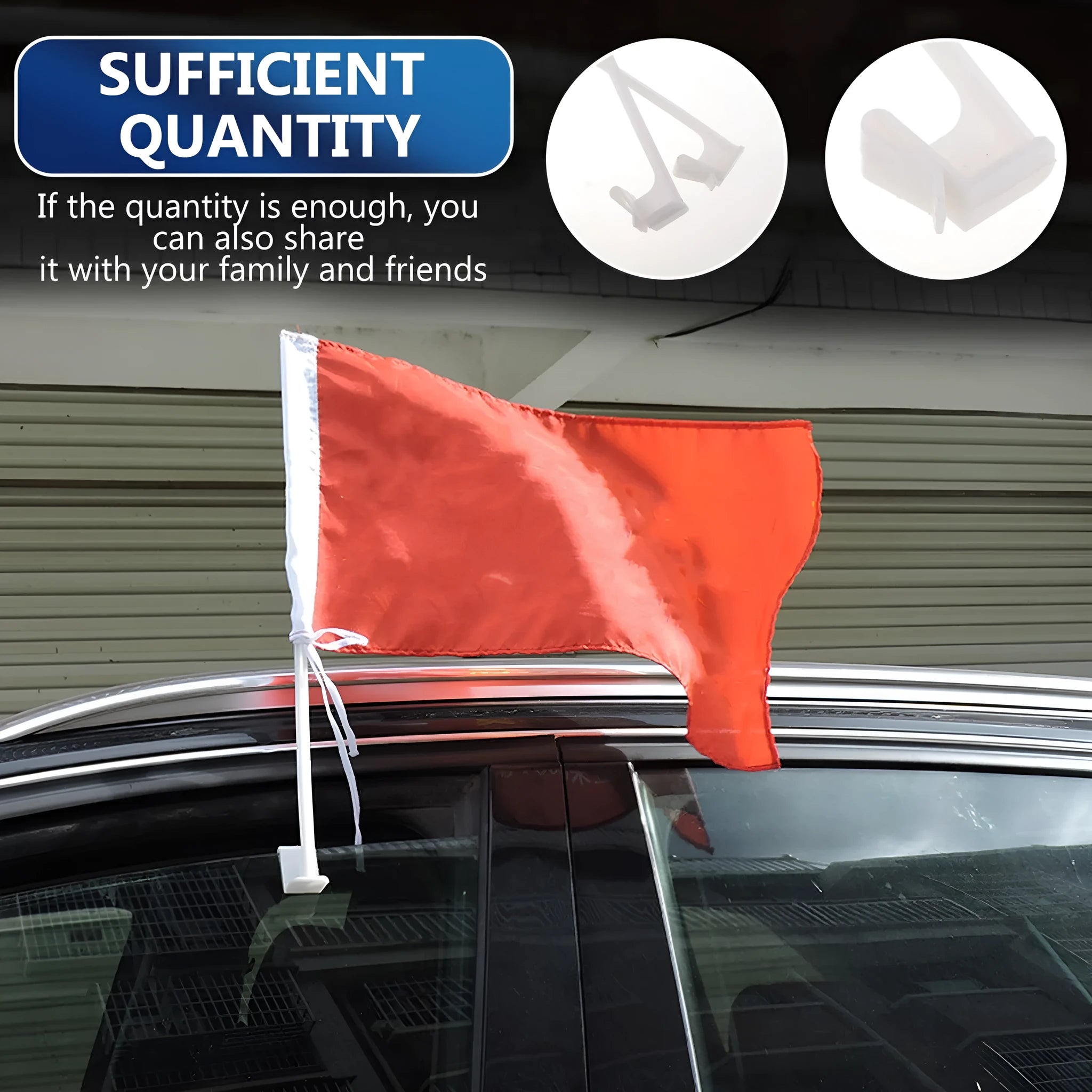 10 white PP plastic car window flag bracket clips for mounting flagpoles on vehicle windows