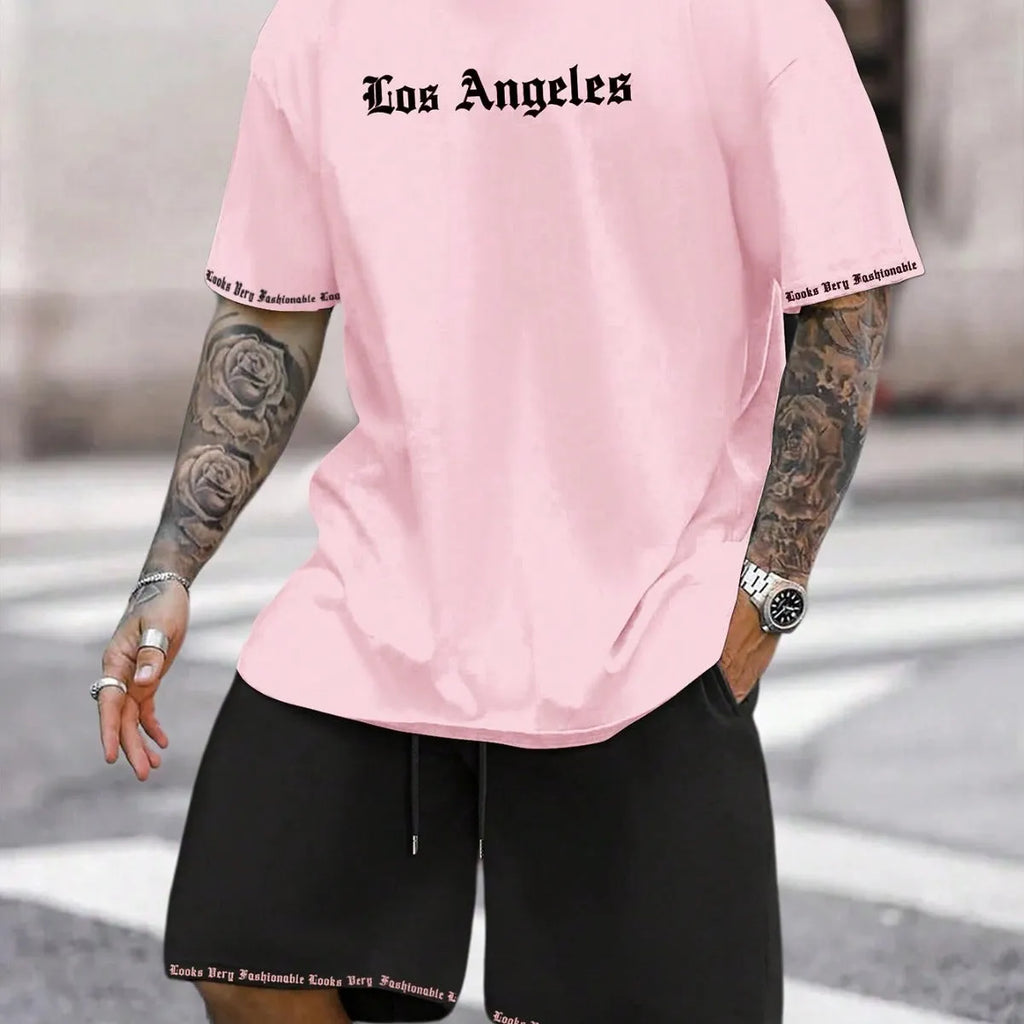 Lightweight quick-dry short-sleeved top and matching shorts sports set on a neutral background.