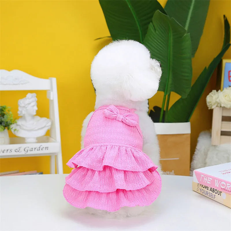 Candy layered skirt princess dress for small dogs in polyester fabric