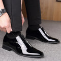 Men's black and brown formal business shoes with pointed toe design
