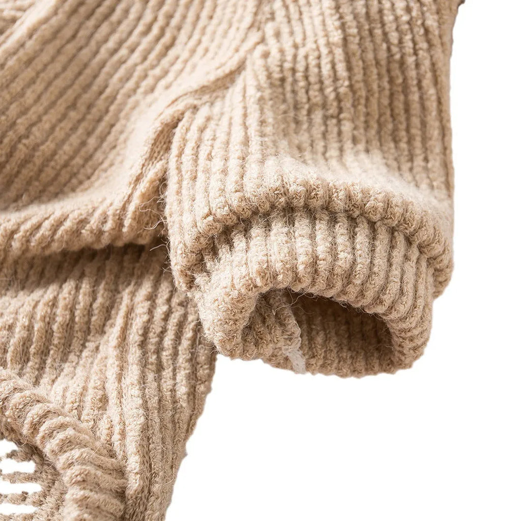 Brown knitted dog sweater pullover for small breed dogs on mannequin