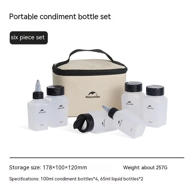 Naturehike six-piece PP plastic seasoning bottle set with modern simple styling