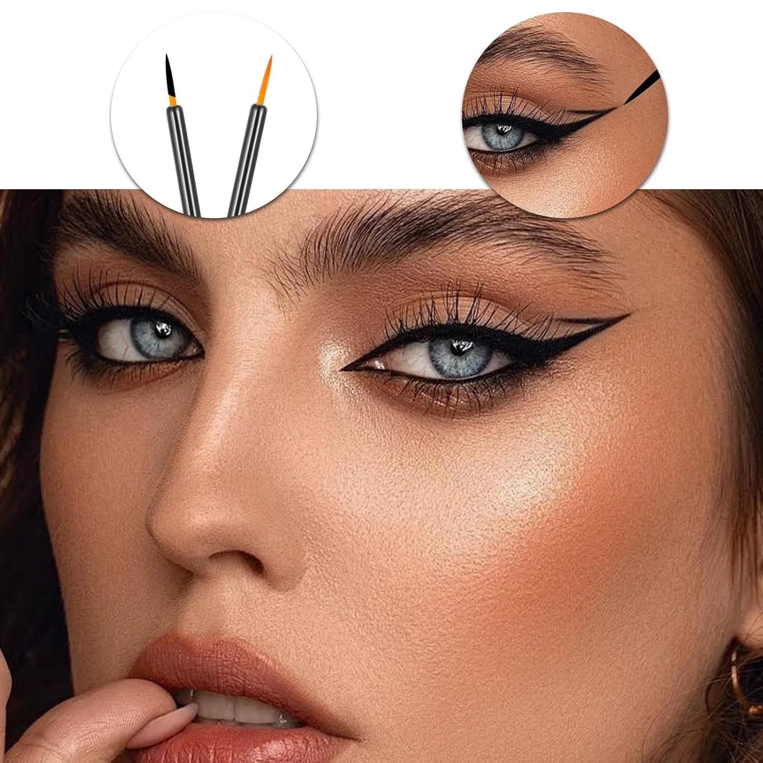 100 disposable ultra-fine point eyeliner brushes with protective plastic sleeves for precise makeup application