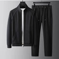 Stand collar slim fit sports suit jacket and trousers set in Vinylon fabric
