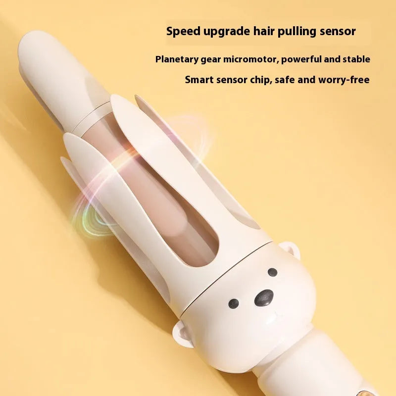 Beige coloured automatic hair curler FS-H208 model with anion technology and hair stick accessory