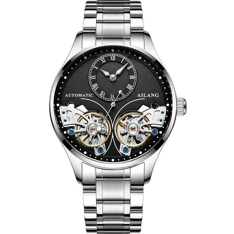 Seiko automatic men's watch with titanium case, tourbillon and moon phase complications on round face