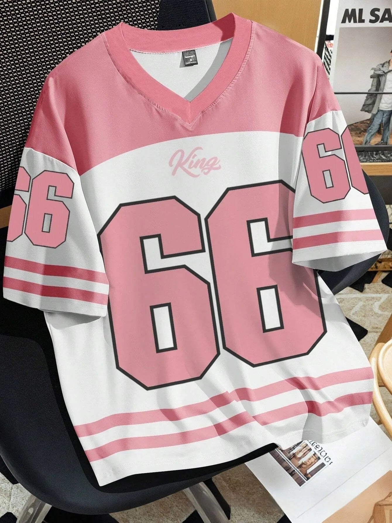 Men's Chicago No 23 3D printed T-shirt in bird eye polyester fabric with digital printing and striped pattern