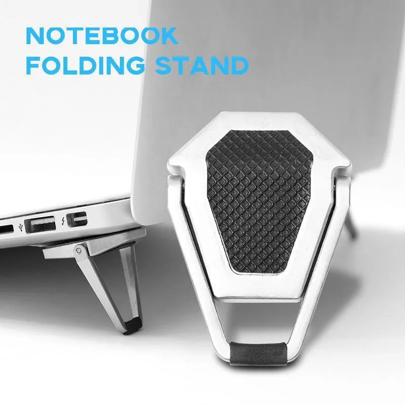 Aluminium alloy folding laptop cooling bracket with 3M adhesive in silver and white colours