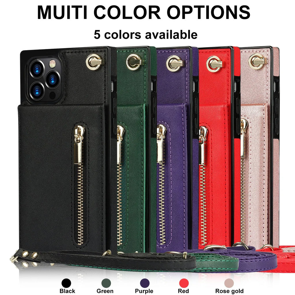 Black genuine leather and TPU protective case for a mobile phone on a table