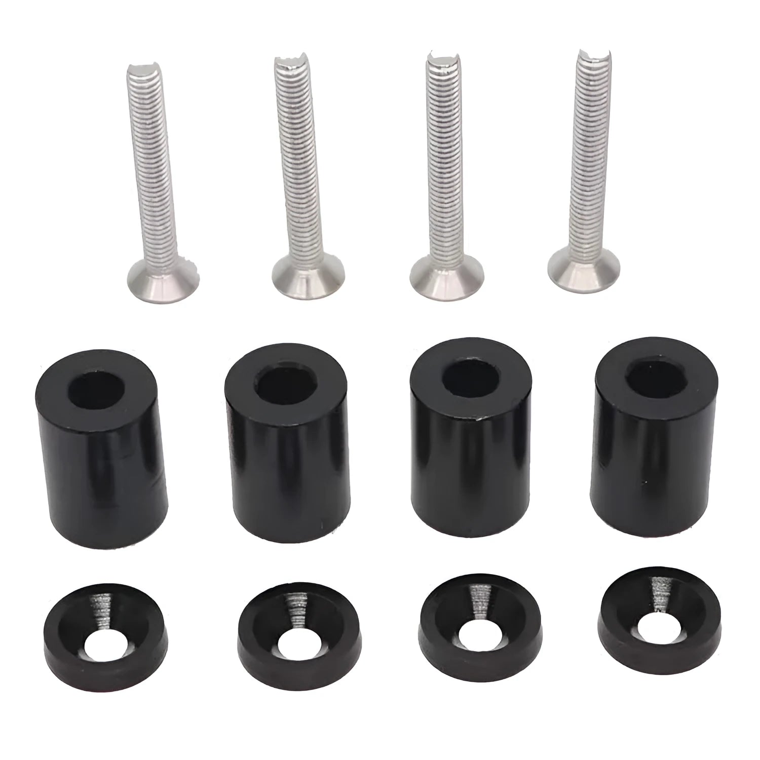 Aluminium machine cover spacers with screws nuts washers for 6mm 8mm car modifications in three colours