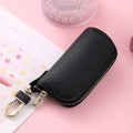 Minimalist men's car key case in black PU leather with zipper closure