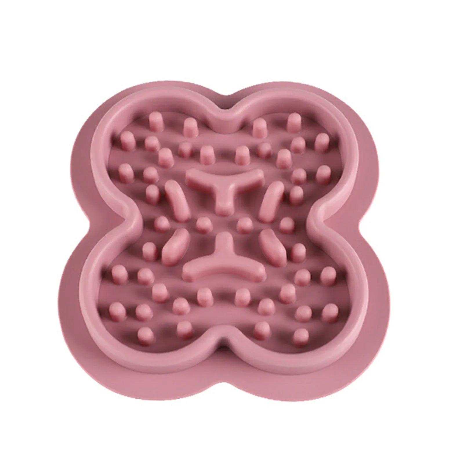 Silicone pet licking pad slow feeder mat in various colours on a flat surface