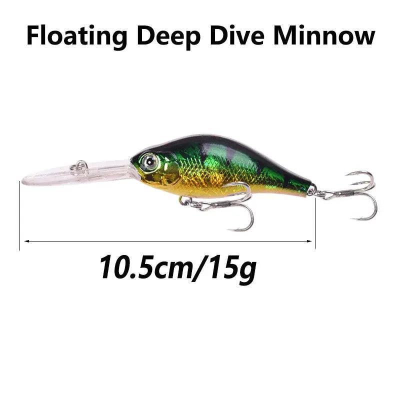 Floating rock little fat man mino fishing lure measuring 10.5cm with deep diving long tongue board