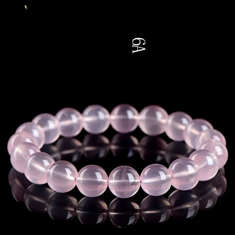Natural starlight crystal round beads bracelet in pink with polished finish
