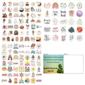 Assortment of 50 printed graffiti-style decorative stickers on a sheet