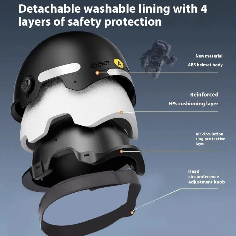 3C certified polypropylene electric vehicle helmet with sun protection in multiple colour options