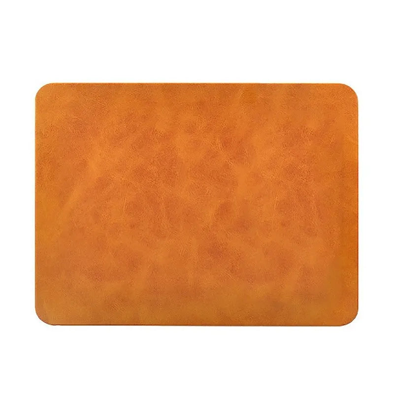 Brown leather wireless charging mouse pad with Micro USB cable for desk charging