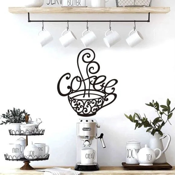 Black wrought iron wall craft with English letter silhouettes, modern decoration 26x28cm
