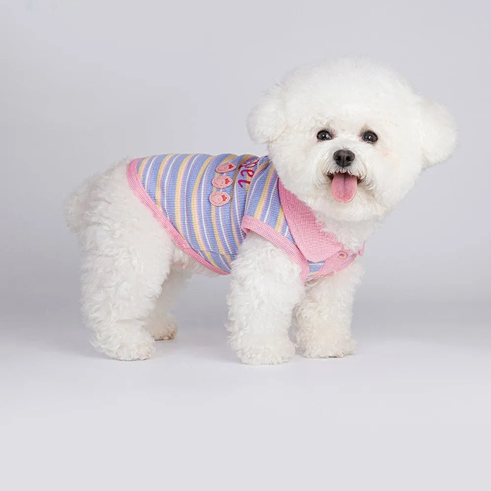 Pink purple soft fabric vest for small dogs with seven size options for autumn wear