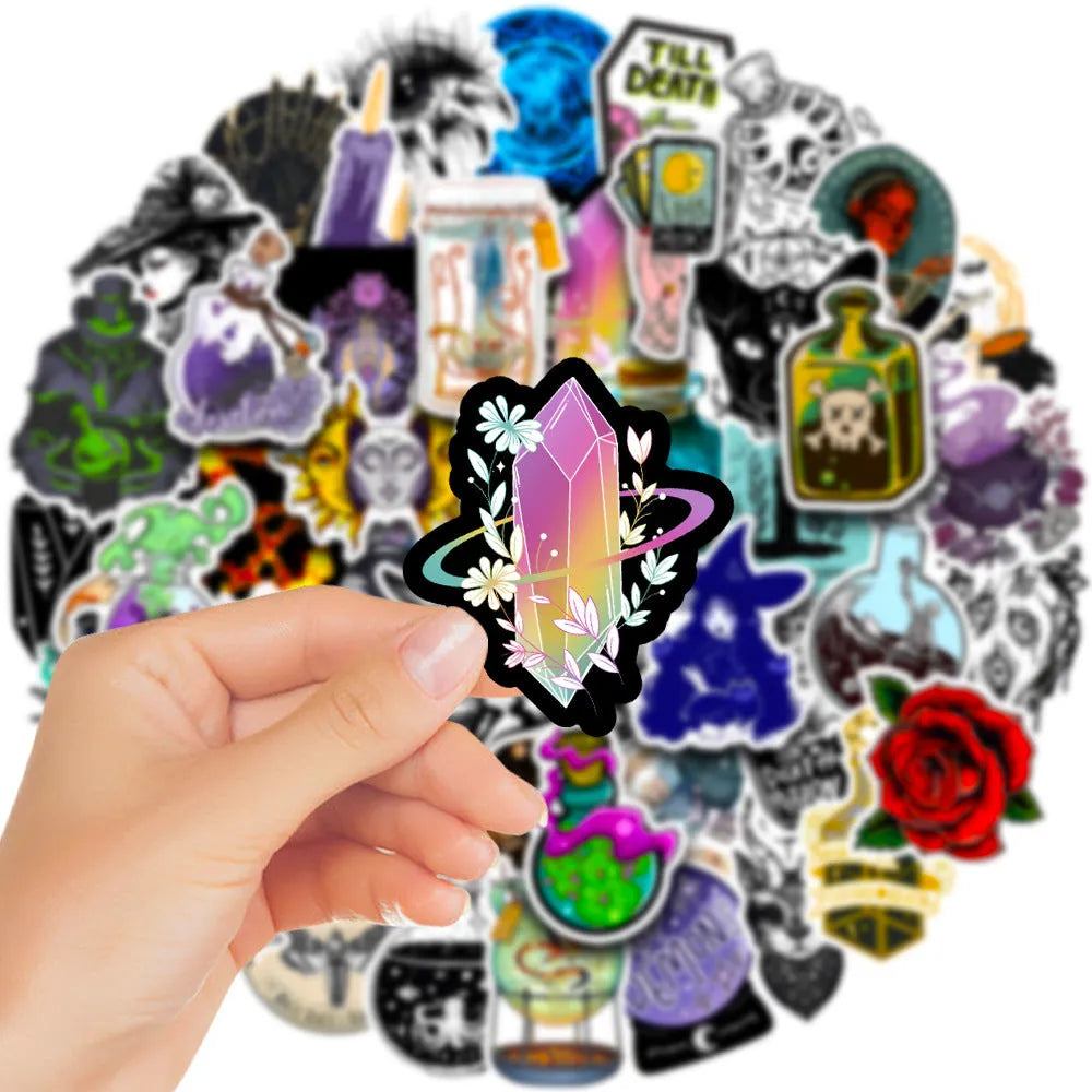 50 colourful PVC waterproof stickers with glossy surface for laptops and smooth surfaces