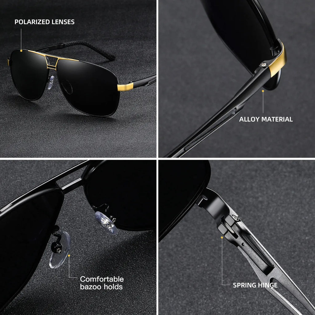 Men's orange red aviator sunglasses with polarised HD TAC lenses and metal frame