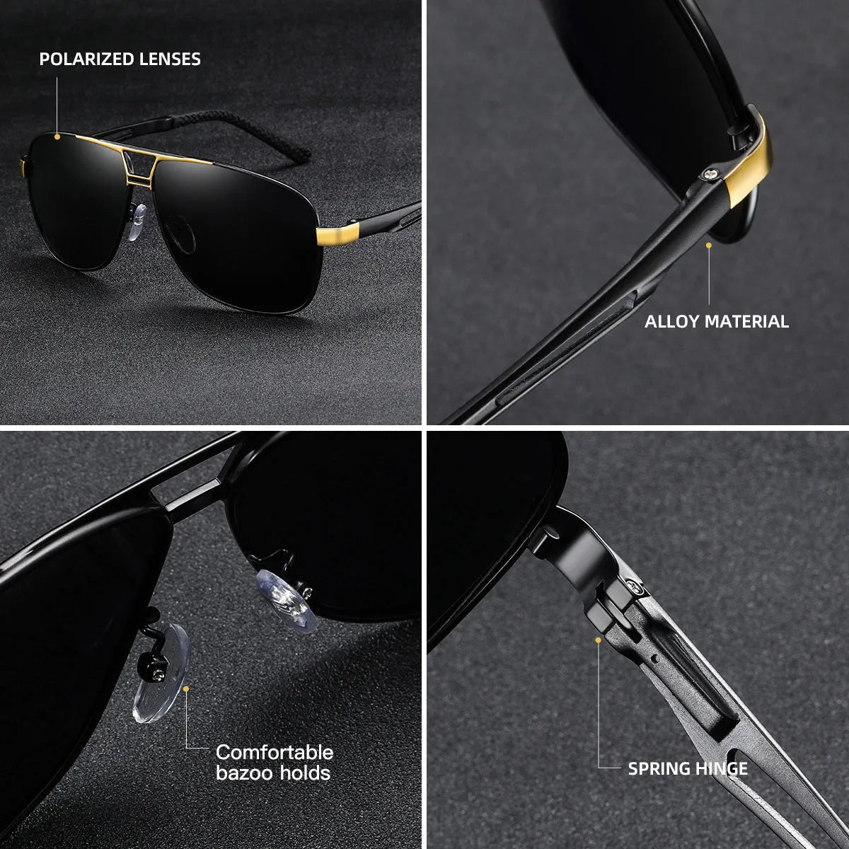Men's orange red aviator sunglasses with polarised HD TAC lenses and metal frame