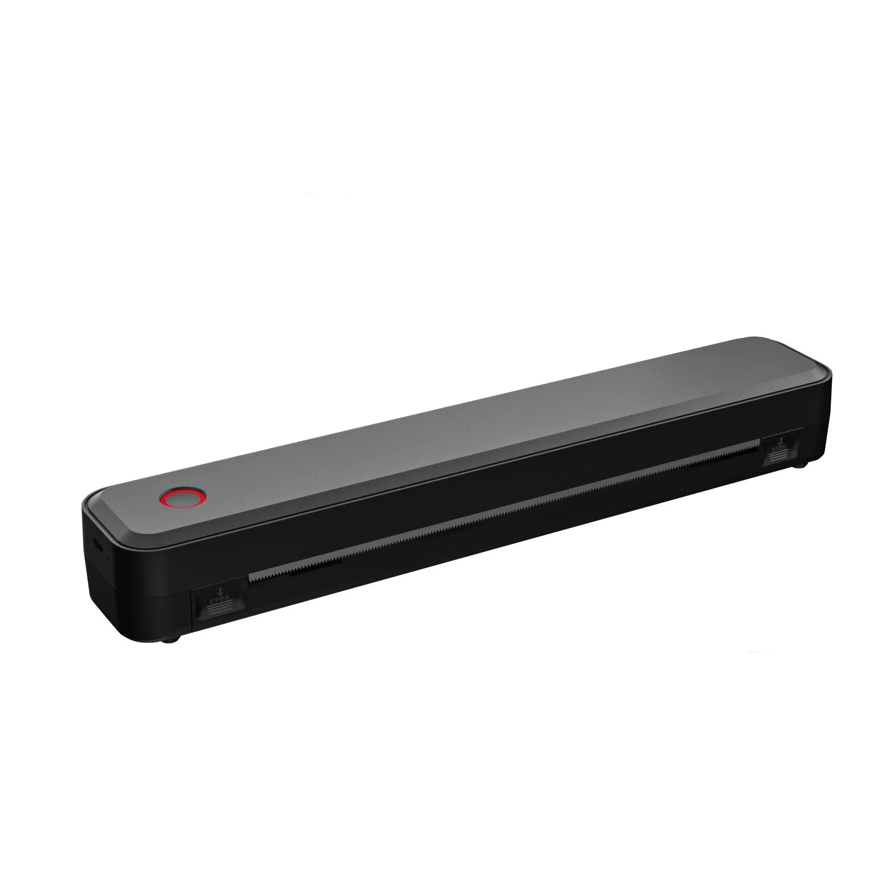 Compact black and white Bluetooth thermal printer for mobile phone printing.