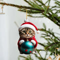 Christmas creative kitty automobile hanging ornament with cartoon cat design in acrylic