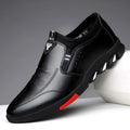 Men's black and brown PU leather business casual shoes with flat heel