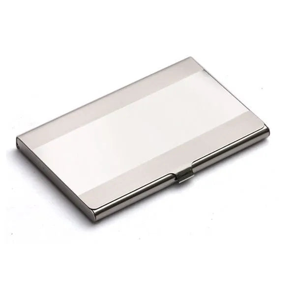 304 stainless steel laser sculpture business card case with geometric design measuring 92.5mm by 58mm