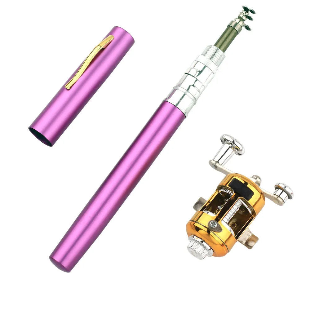 Gold telescopic stream fishing rod kit collapsed to 20.5cm with ST5RL spinning reel attached
