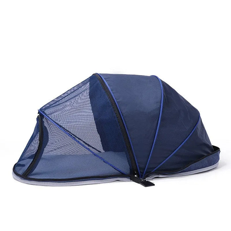 L code pet folding tent with half-mesh design for cats in travel or home settings