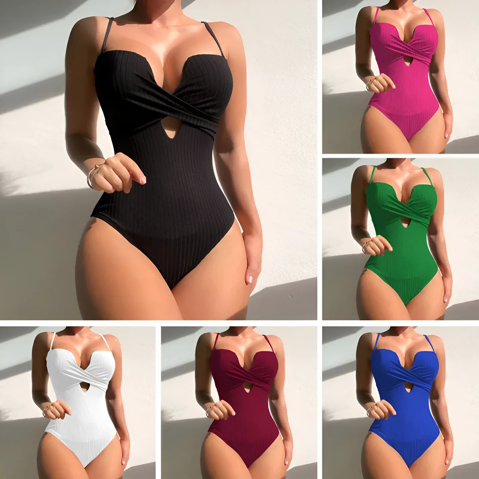Solid colour one-piece swimsuit for women in slim fit design available in multiple colours