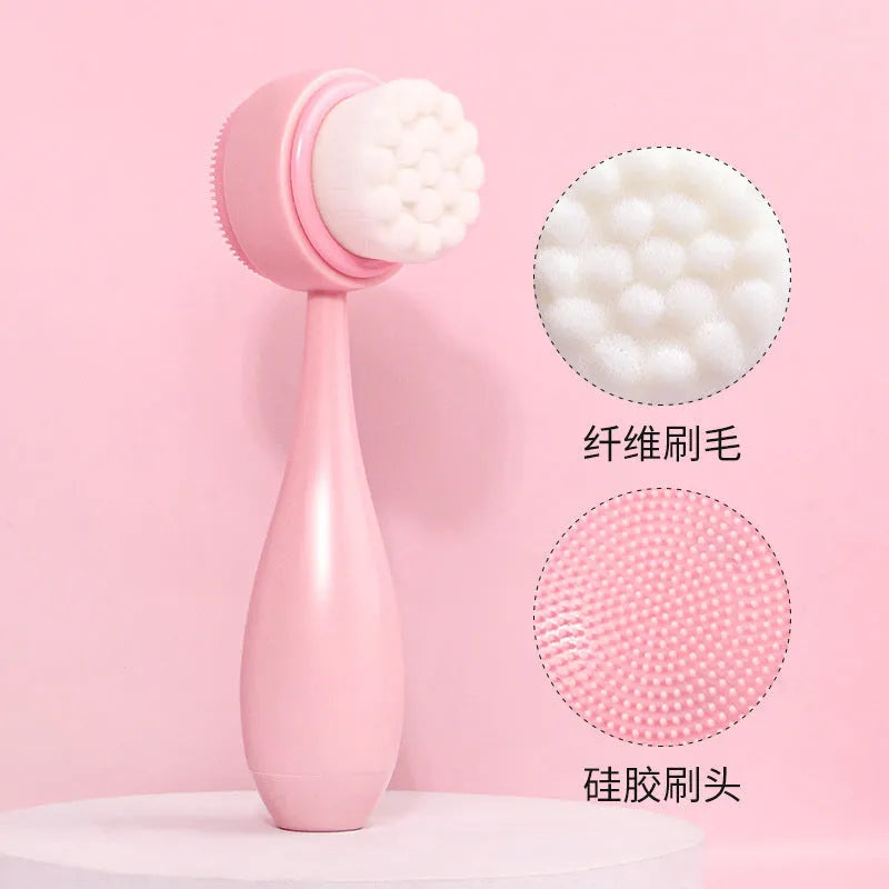 Facial brush set with coral fleece hair band, absorbent headband, and waterproof shower brush in purple colour