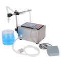 CNC quantitative liquid filling machine with automatic dispenser and control panel on grey industrial unit