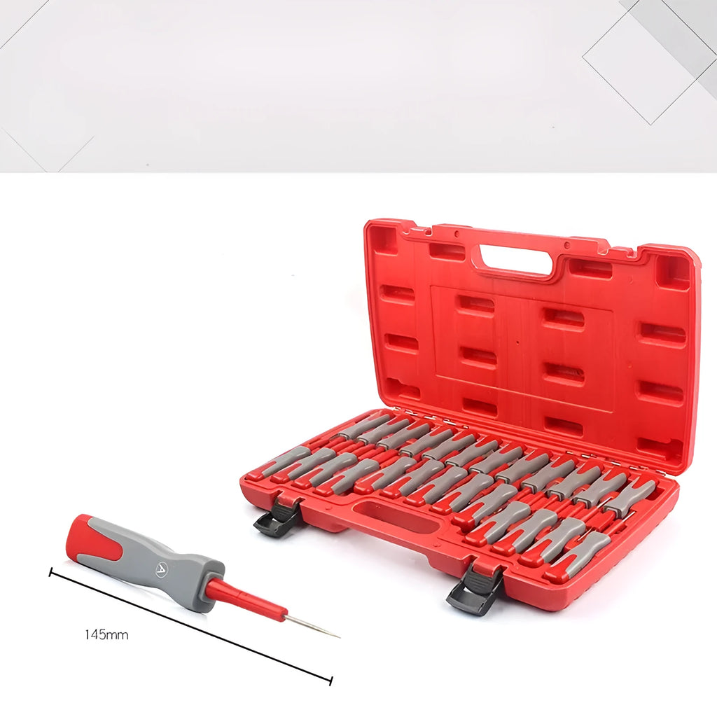 25-piece car terminal removal tool kit in storage case for electrical system disassembly