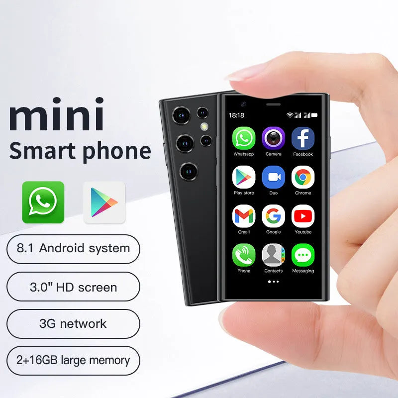 S23PRO XS15 mini Android smartphone in black, green or pink purple with 30cm screen and straight plate design