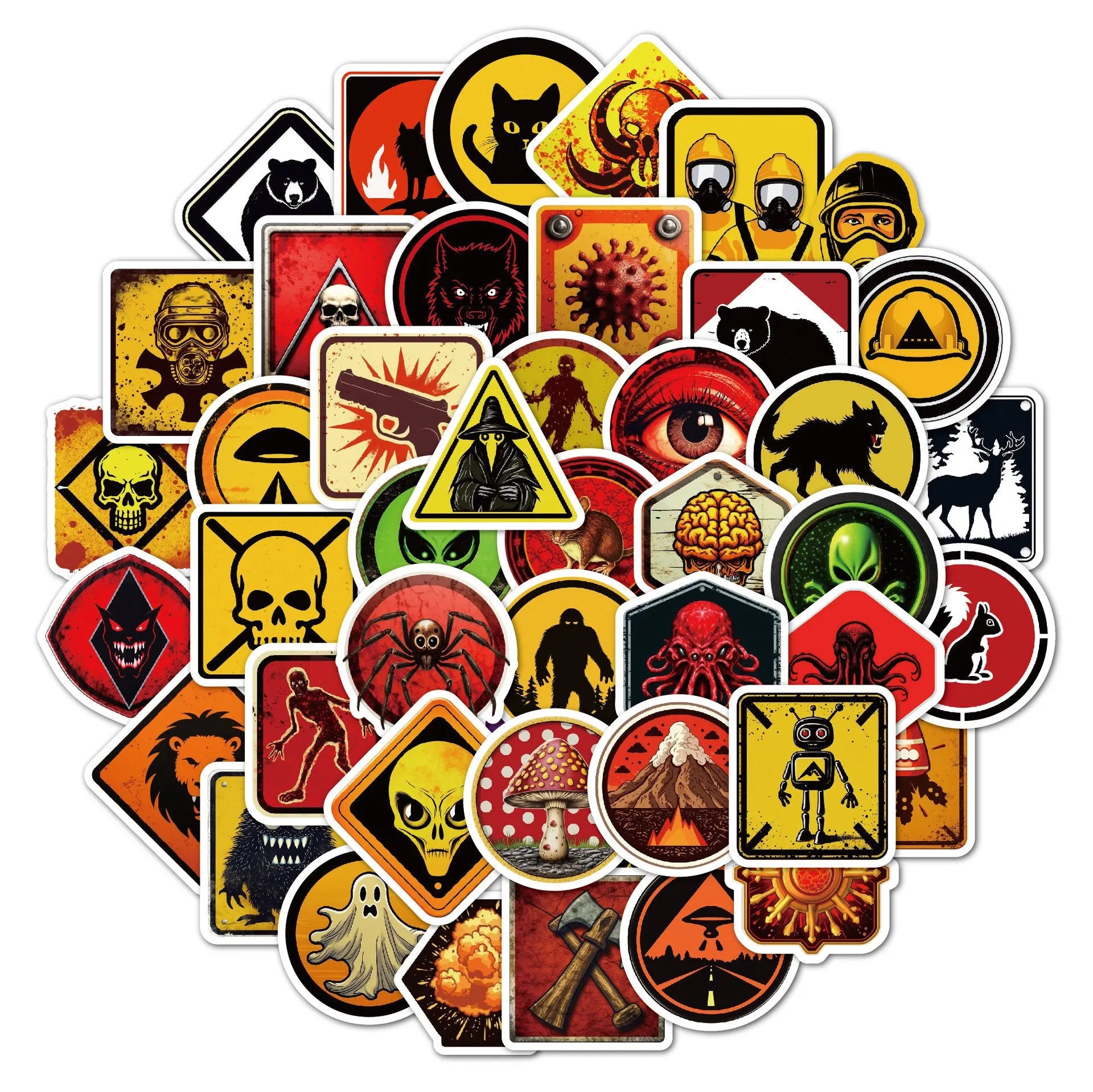 50 waterproof PVC warning slogan stickers for motorcycle and skateboard helmets